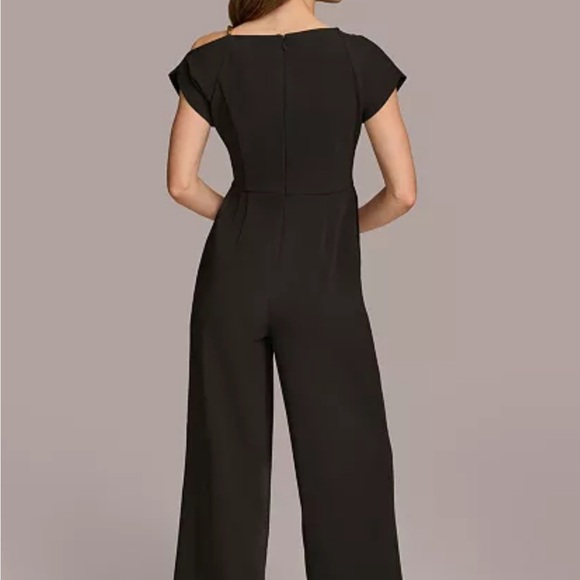 NWT Donna Karan Black Wide-Leg Jumpsuit with Cap Sleeves Sz 16 - Picture 3 of 8